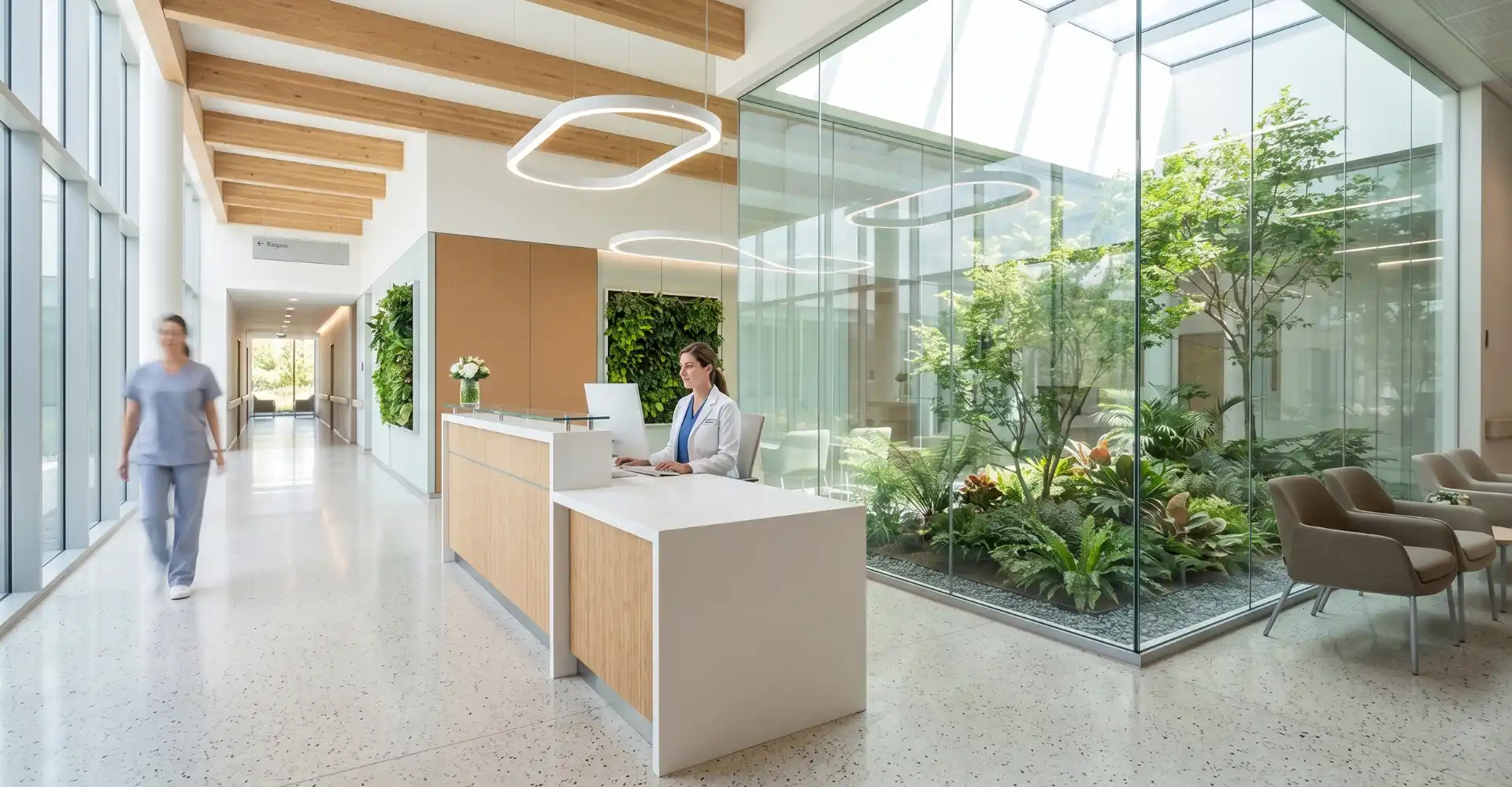 Sustainable healthcare environment with clean natural surroundings